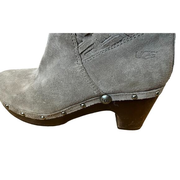 UGG Lynnea Arroyo Weave Chestnut Bootie Size 9 Beige Suede 2 Ways To Wear - Picture 11 of 12